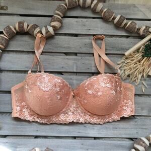 Donna Loren Embroidered Floral Shiny Padded Bra